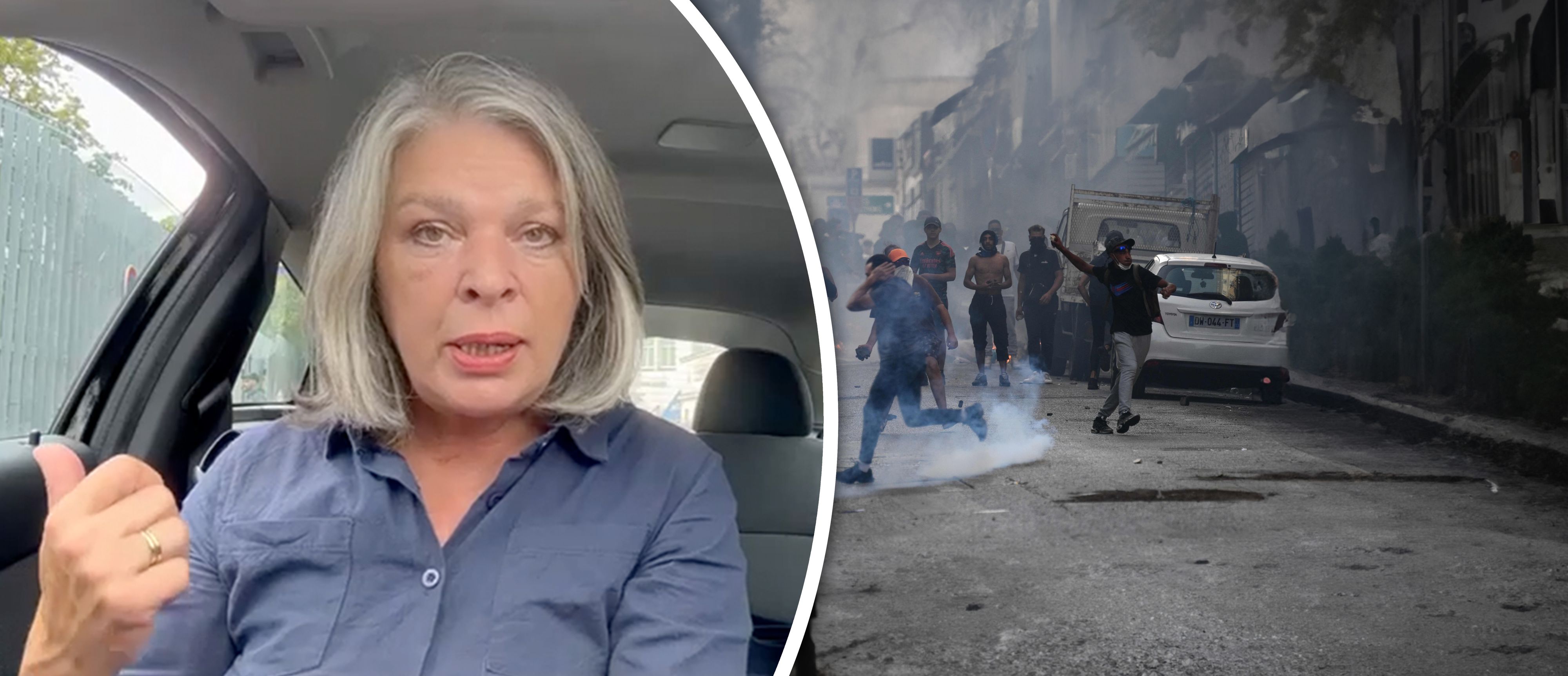 Karin Kraml (61) – ehemals Resetarits – bei ihrer Reportage in Paris: Vermummte entrissen ihrem Kollegen die TV-Kamera.