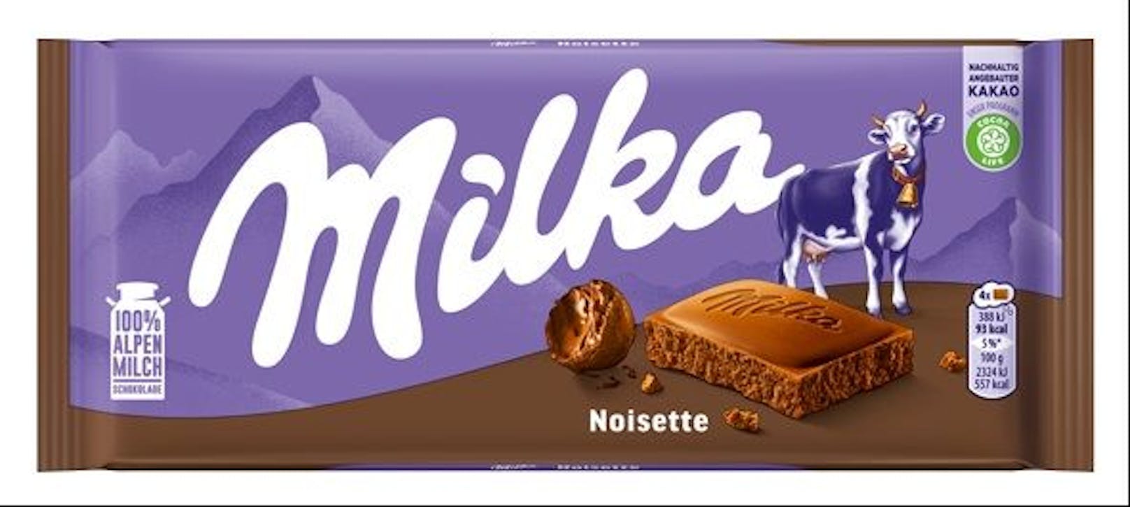 An der Spitze des Milka Tafel-Votings und somit Österreichs Favorit ist die cremig-nussige Milka Noisette.