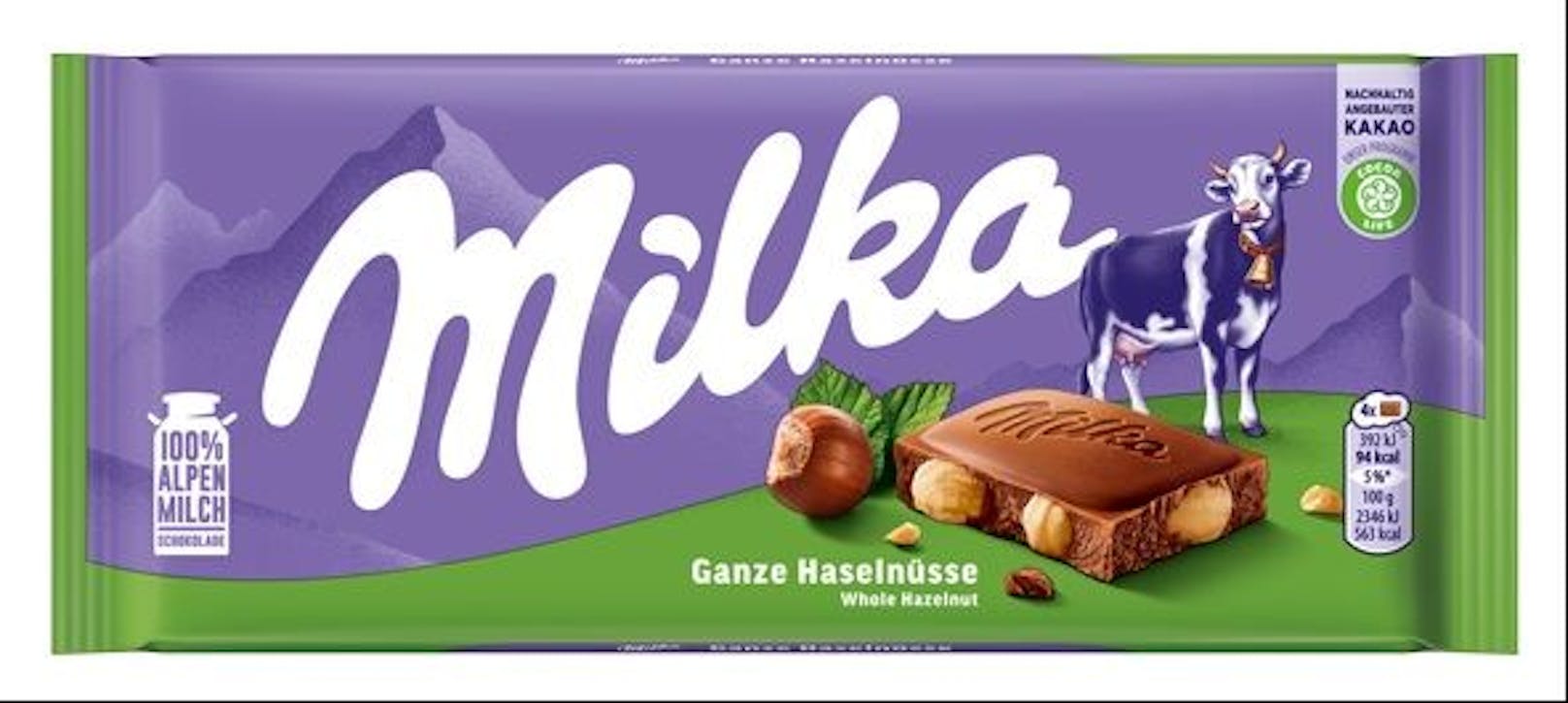 <strong></strong>Den köstlichen zweiten Platz belegt die Tafelsorte Milka Ganze Haselnüsse.&nbsp;