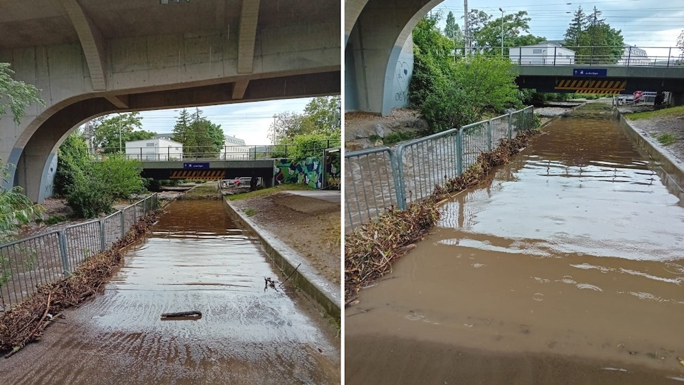 Heftige Regenströme sorgten in Mödling für Chaos.