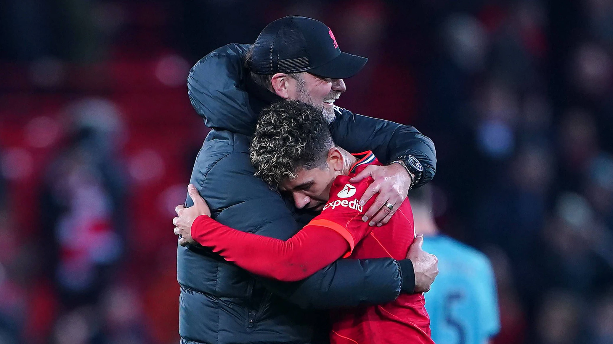 Jürgen Klopp herzt Roberto Firmino – der Brasilianer verlässt Liverpool.