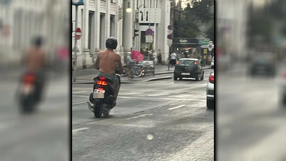 Wiener düst bei Hagel-Gewitter oben ohne über Gürtel