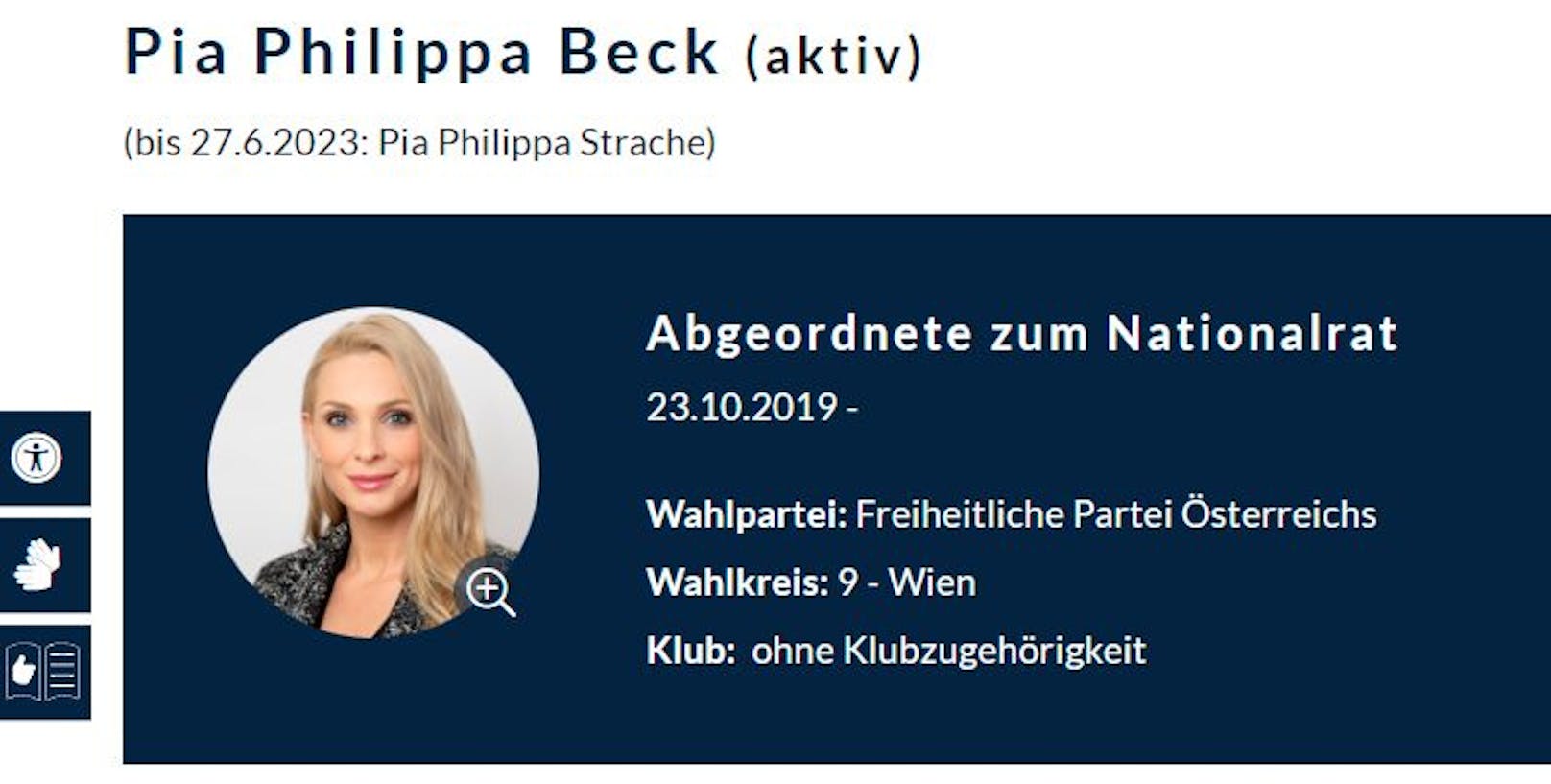 Pia Philippa Beck – Straches Ex-Frau tritt wieder unter ihrem Mädchennamen im Nationalrat auf.