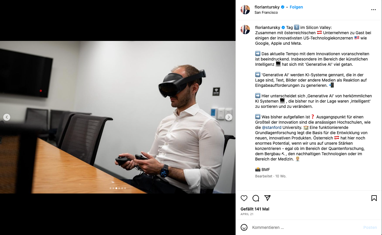 Staatssekretär Tursky (VP) im Silicon Valley.