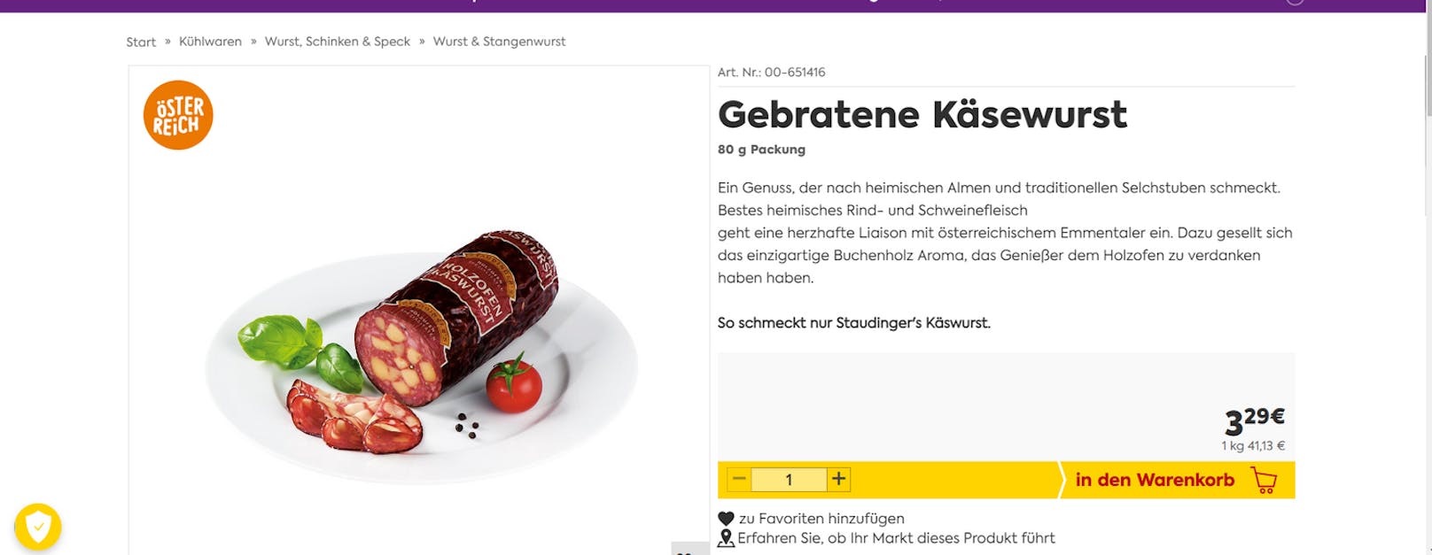 Auch für 3,29 Euro gibt's die Käsewurst im Supermarkt.