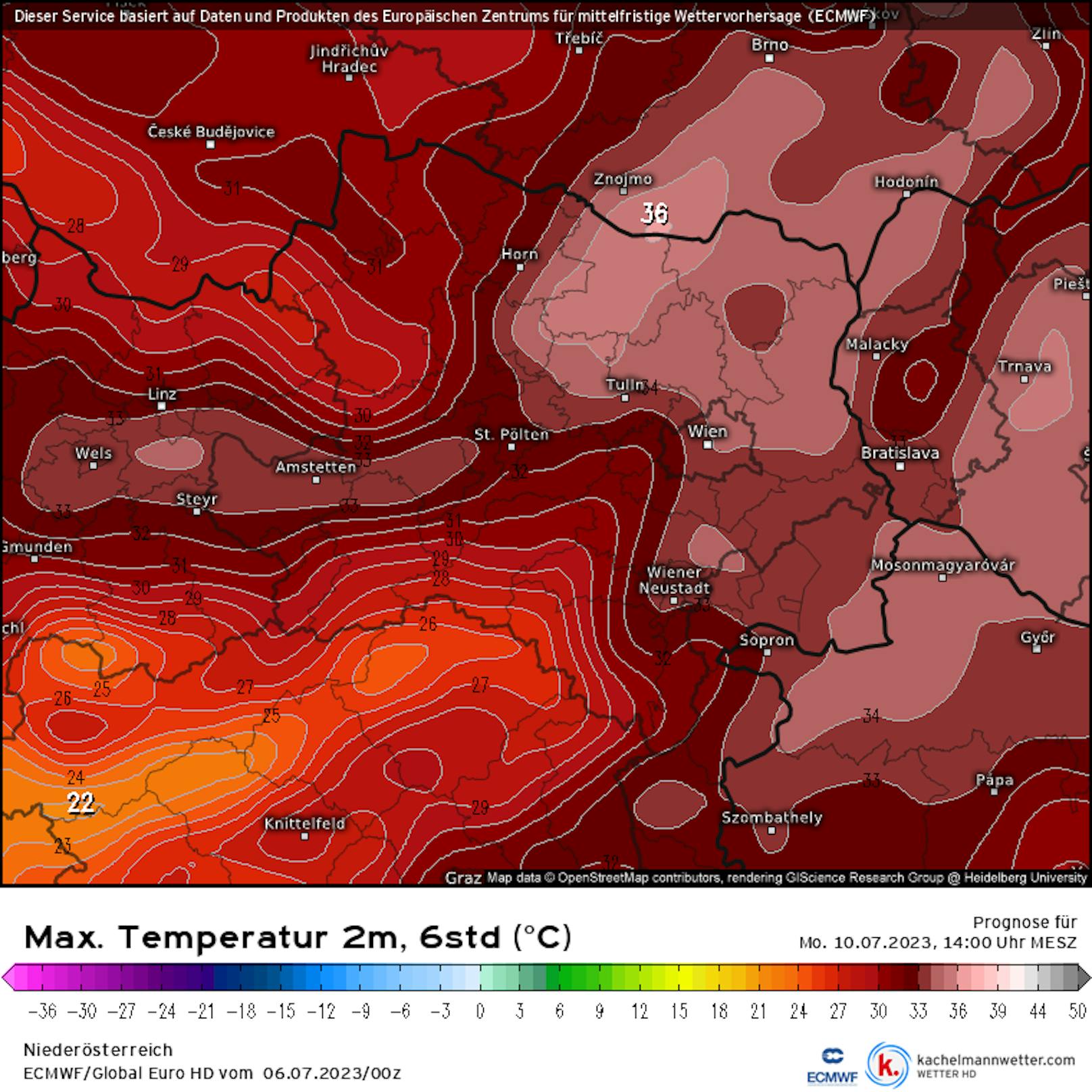 Absoluter Hitzepol mit bis zu 36 Grad wird der Nordosten des Landes.