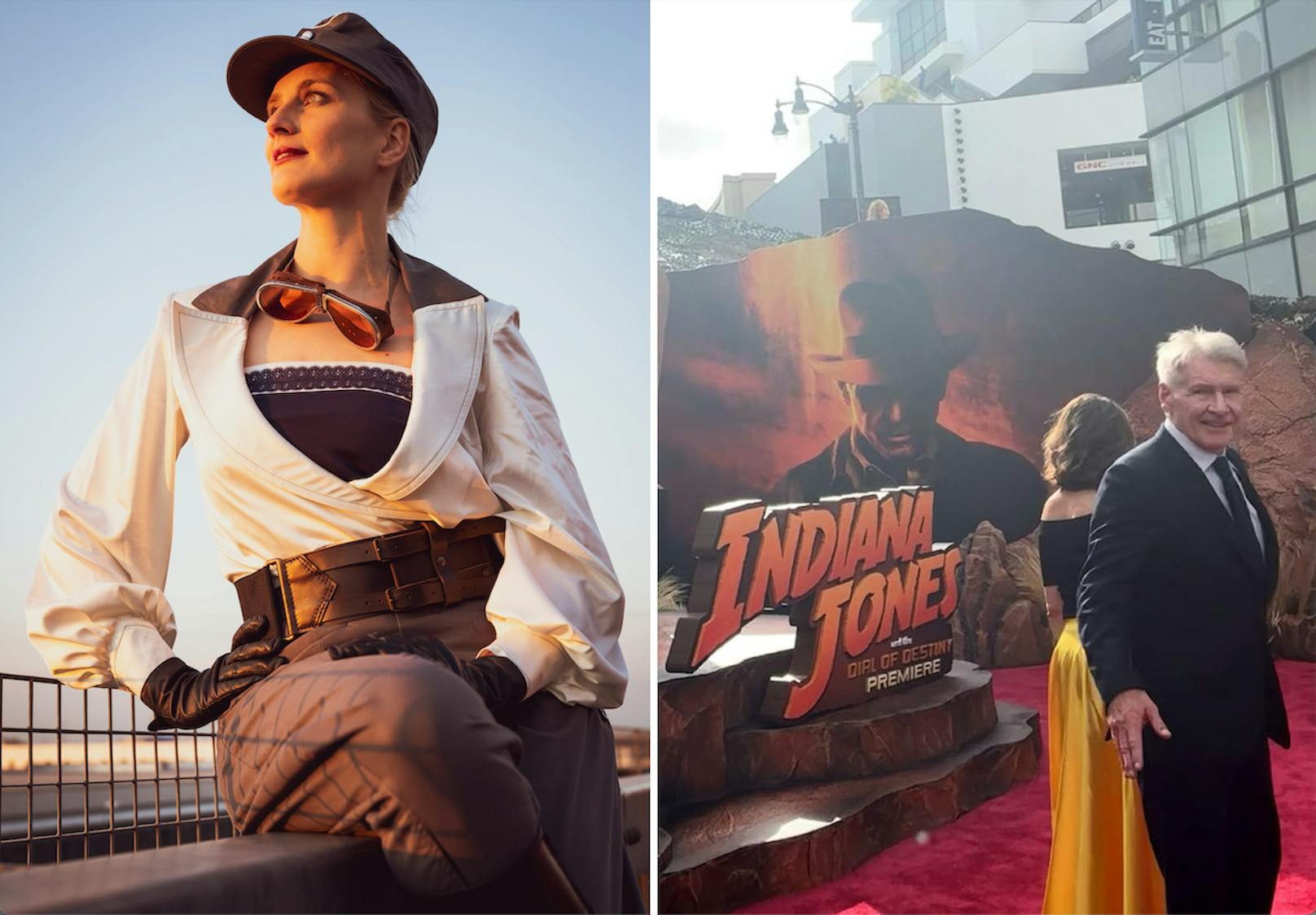 Die Cosplayerin Jasmine Messerle (l.) war als einzige Österreicherin zur "Indiana Jones"-Premiere geladen.