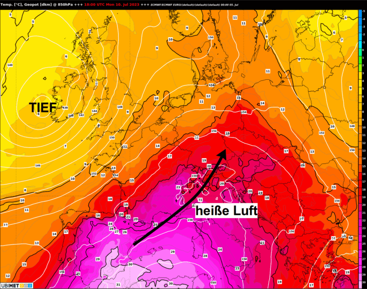 Die zweite Hitzewelle des Jahres bringt Österreich bis zu 37 Grad. Im Bild die Hitze-Prognose für Montag.