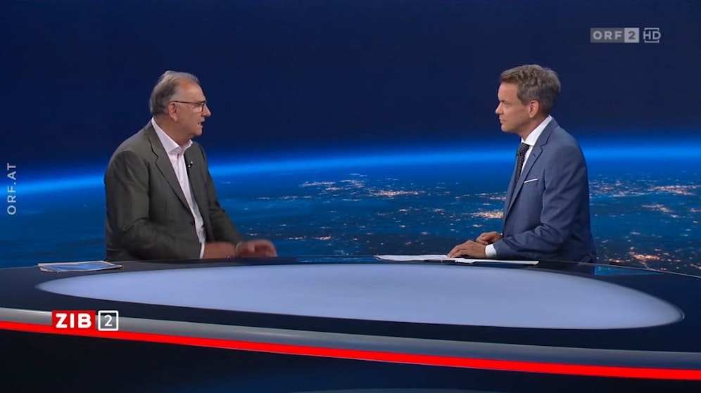 Wolfgang Fleischhacker, Rektor der Medizinischen Universität Innsbruck, zu Gast bei Martin Thür in der ZIB2 am 7. Juli 2023.