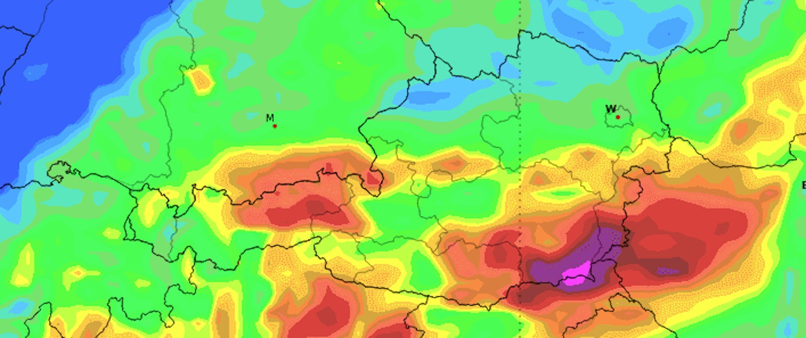 Ab Mittwoch wird es gewittrig mit erheblicher Unwettergefahr.