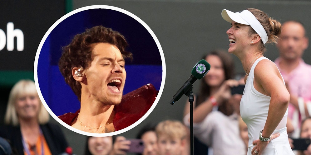 Harry Styles gratuliert Elina Svitolina zum Sieg.