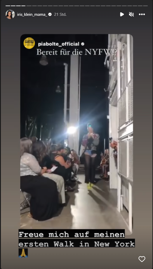 Iris Klein wird für Designerin Pia Bolte auf der New York Fashion Week laufen.