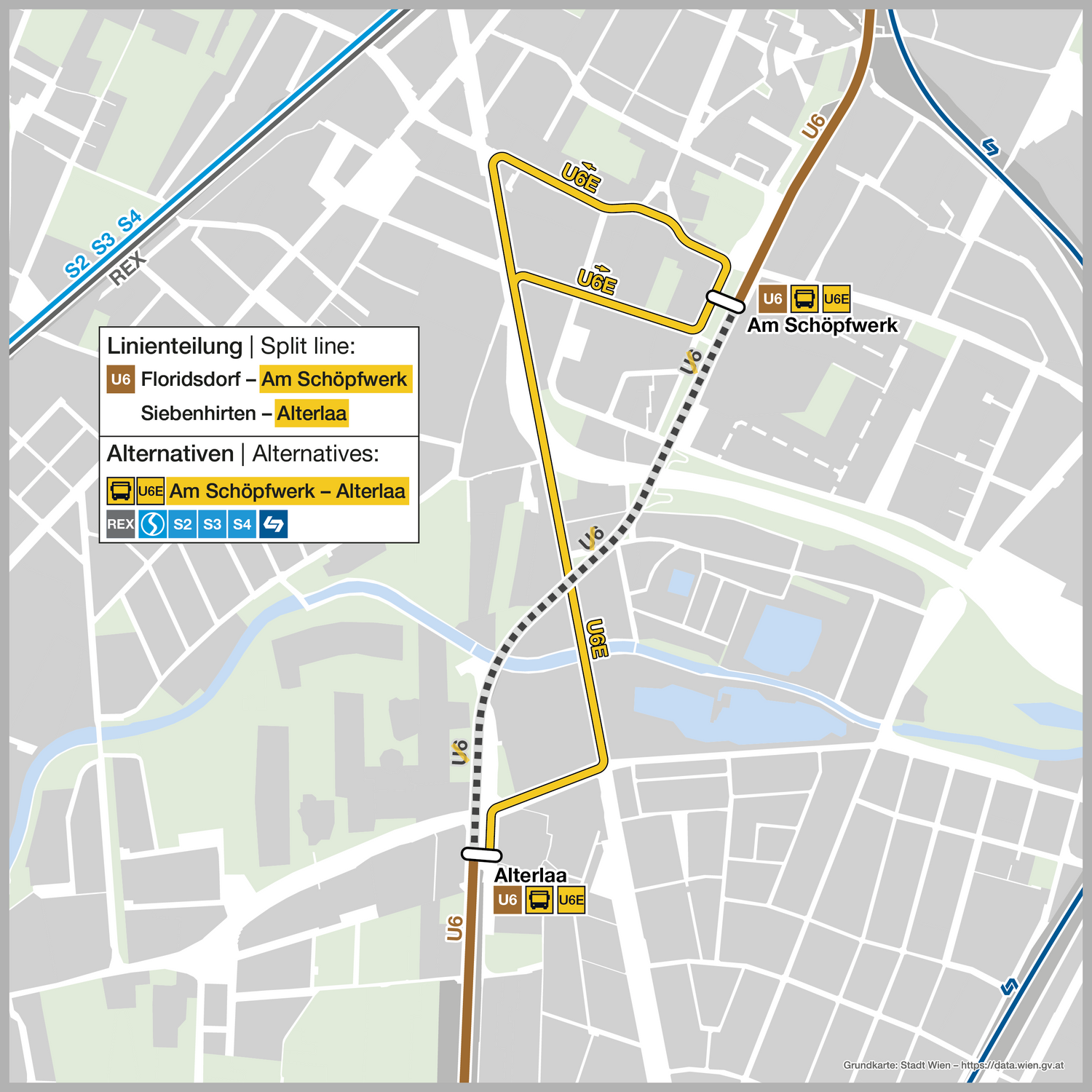 Die Ersatzbusse für die geteilte U6 fahren über die stark befahrene Altmannsdorfer Straße.