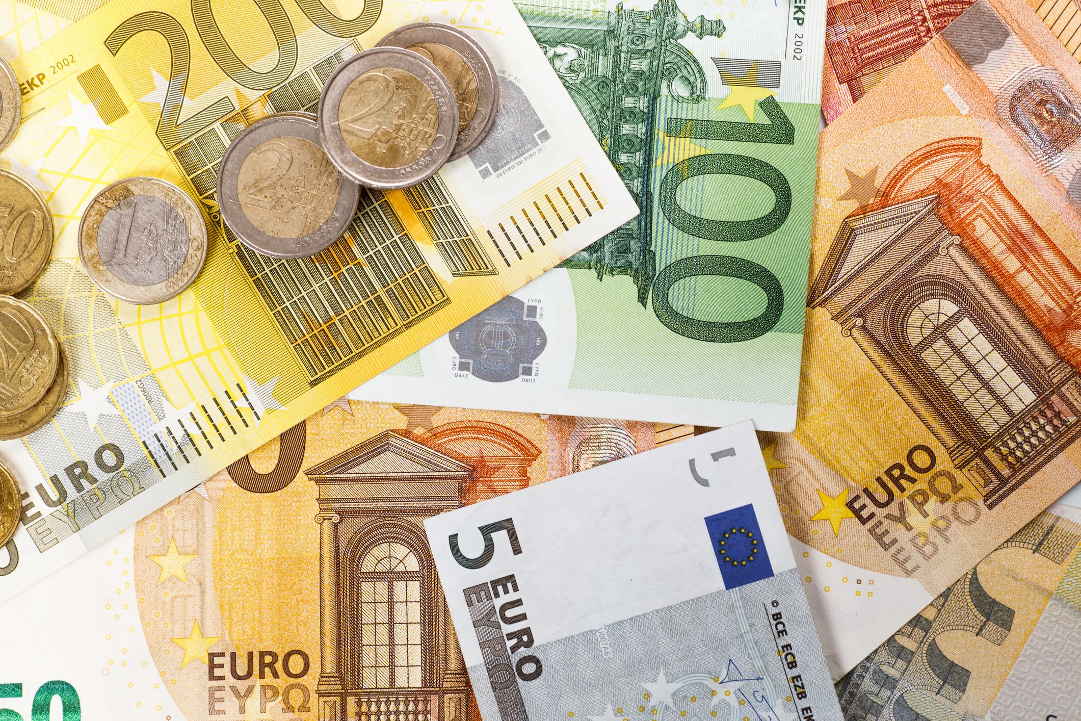 Money euro coins and banknotes