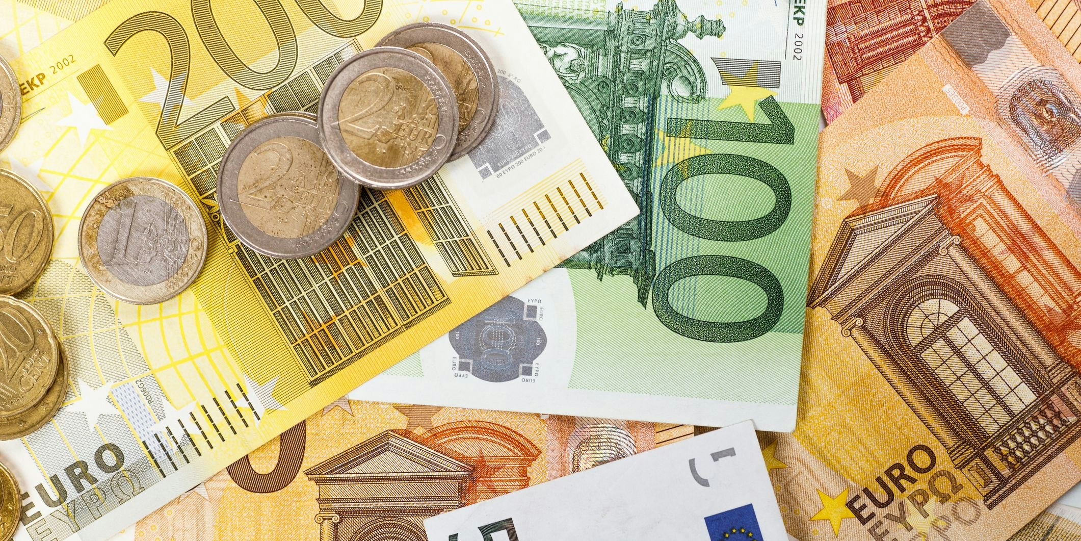 Money euro coins and banknotes