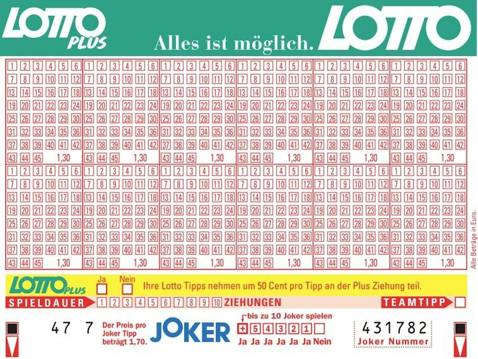 <em>Lotto "6 aus 45" - Wettschein</em>