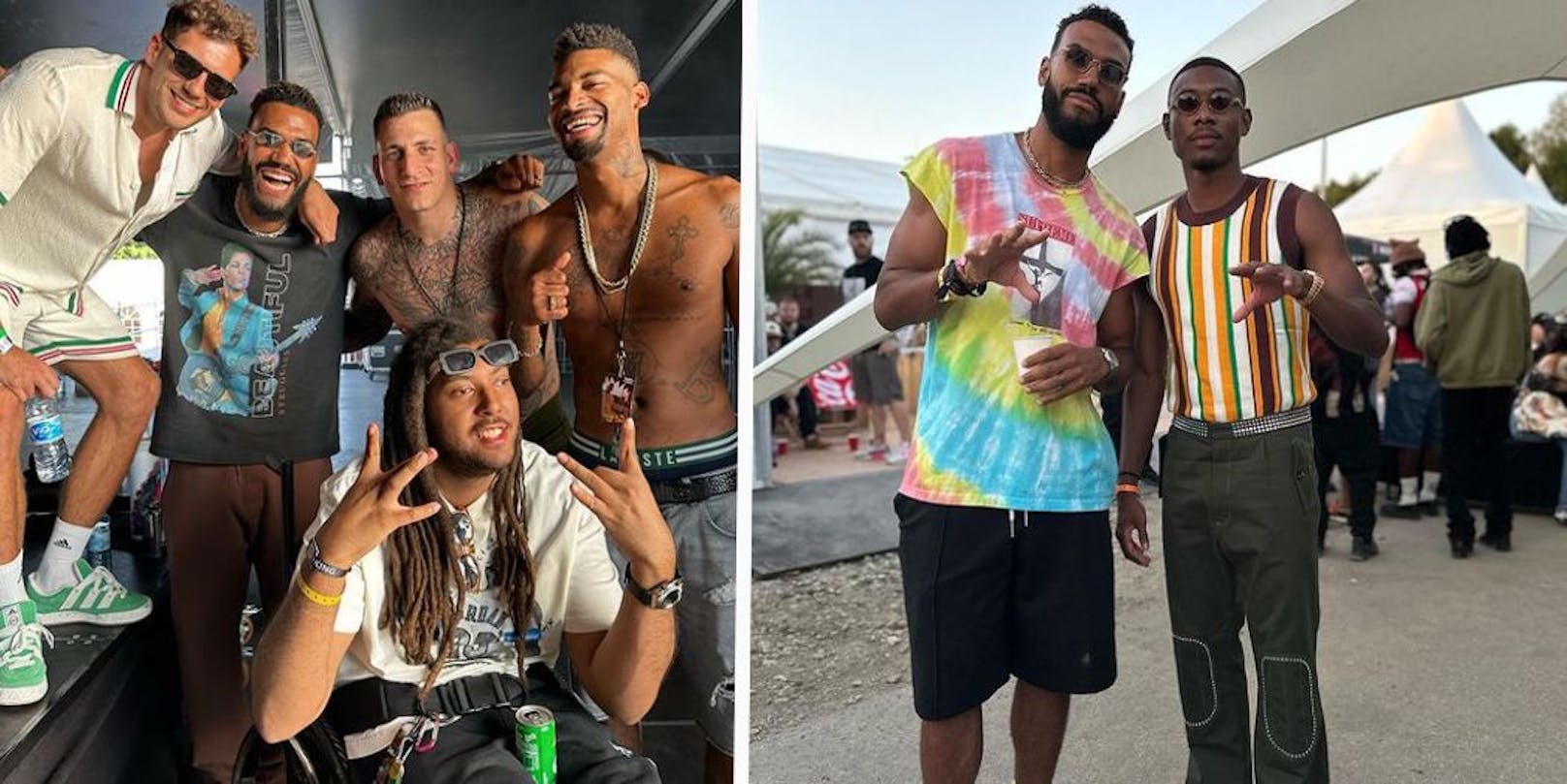 David Alaba und Eric Maxime Choupo-Moting (r.) – beim "Rolling Loud"-Festival trafen sie auch Rapper wie Gzuz.