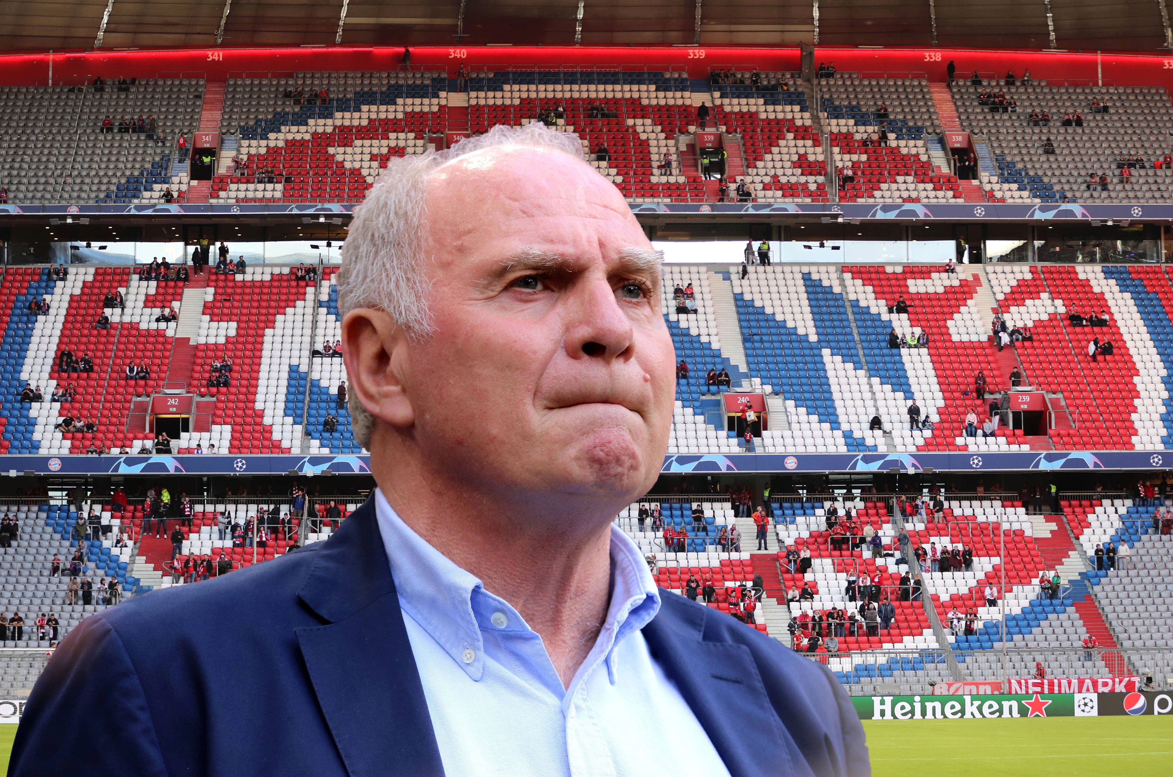 Bayern-Ehrenpräsident Uli Hoeneß testet auch die Fanartikel. 