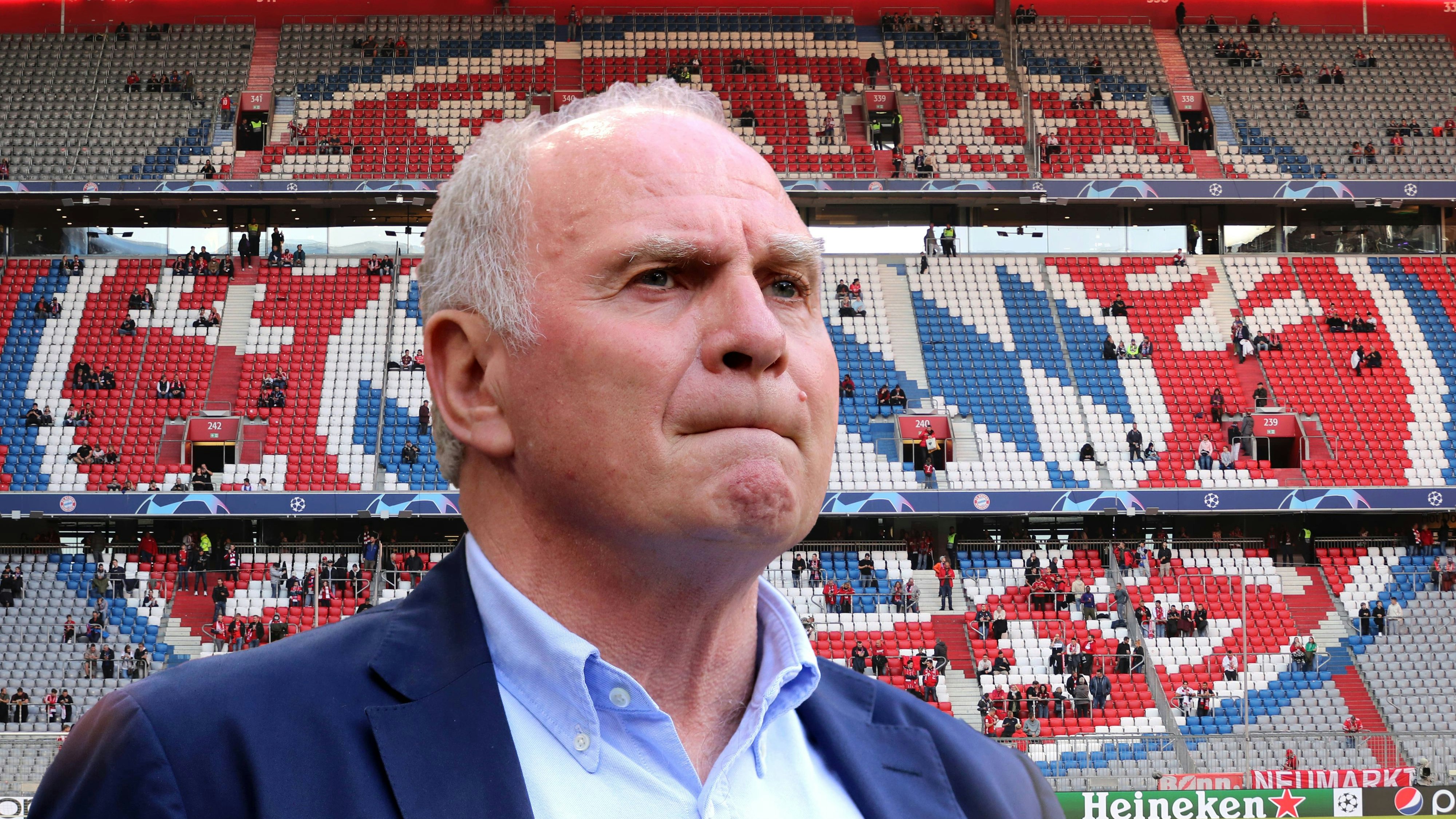 Bayern-Ehrenpräsident Uli Hoeneß testet auch die Fanartikel. 