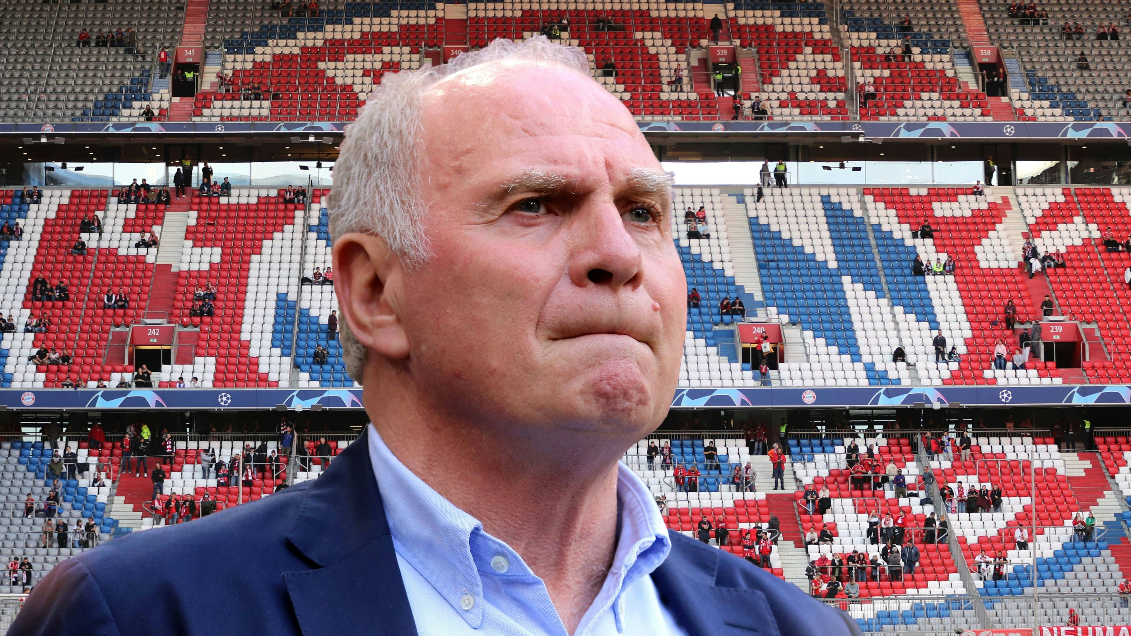 Bayern-Ehrenpräsident Uli Hoeneß testet auch die Fanartikel. 