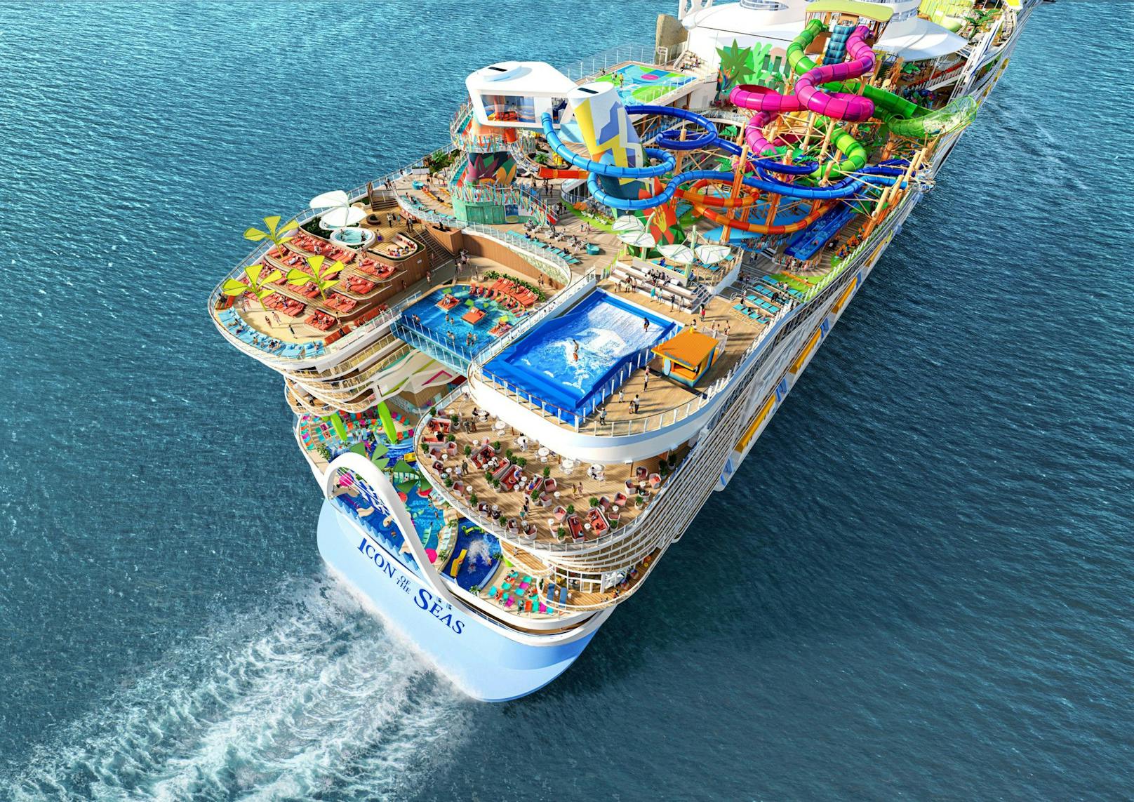 Das Kreuzfahrtschiff Icon of the Seas sticht nächstes Jahr in See und ist eine schwimmende Stadt.