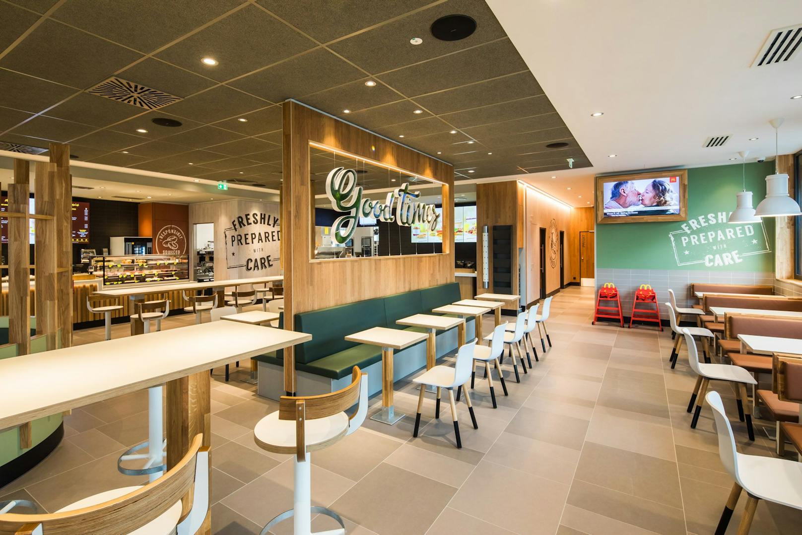 Insgesamt 142 Sitzplätze bietet das neue McDonald's-Restaurant im Innen- und Außenbereich.