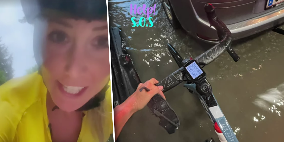 Conny Hütter im Unwetter