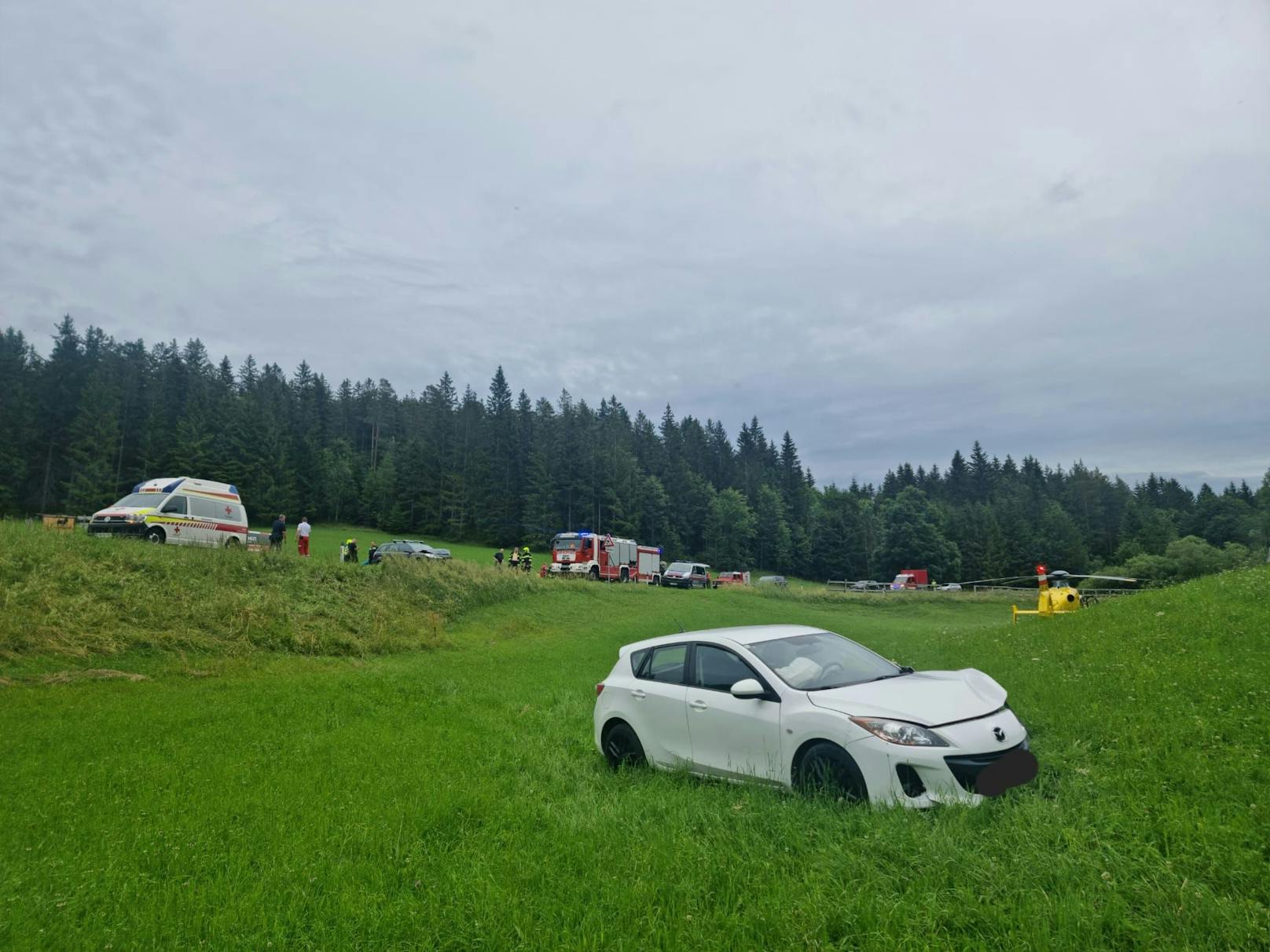 Nach einem heftigen Unfall im Mariazellerland mussten zwei Helis landen.