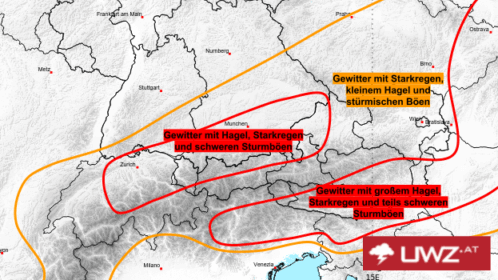 Die Gewittergefahr am Montag.