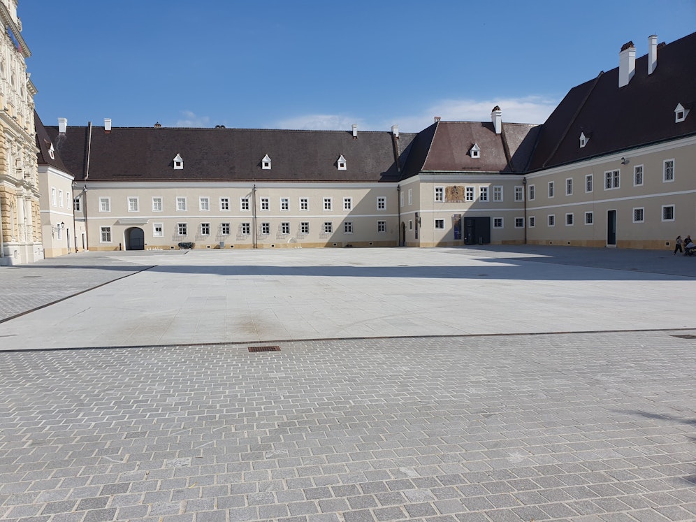Der Domplatz in St. Pölten im Juli 2023.