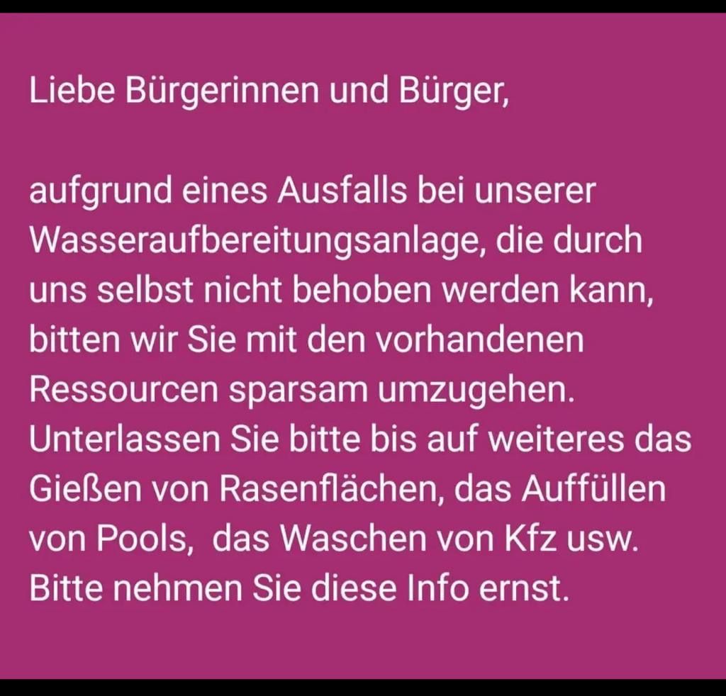 Diese Information erging via Soziale Medien an die Bürger von Drasenhofen.