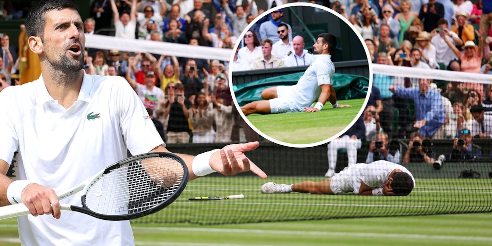 Carlos Alcaraz geht nach seinem Sieg weinend vor Freude zu Boden. Novak Djokovic ließ sein Herz auf dem Platz, verlor aber.