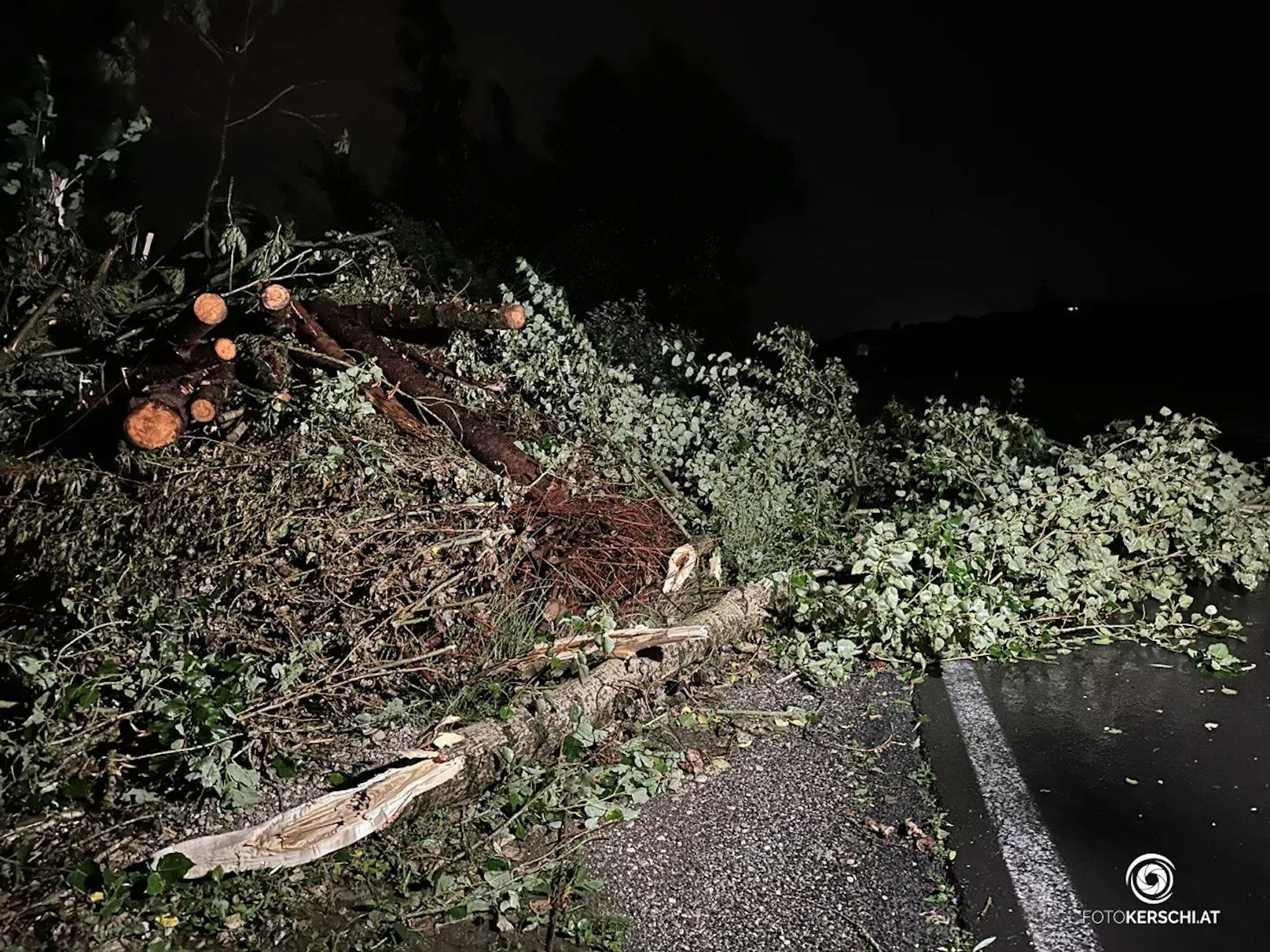 Eine starke Gewitterzelle zog am Wochenende mit Hagel, Sturm und Starkregen über den Bezirk Linz-Land. Gegen 21:45 Uhr traf die Gewitterfront im Bereich Linz-Land ein und sorgte bereits nach kurzer Zeit für zahlreiche Alarmierungen wegen überfluteter Keller und umgestürzter Bäume.