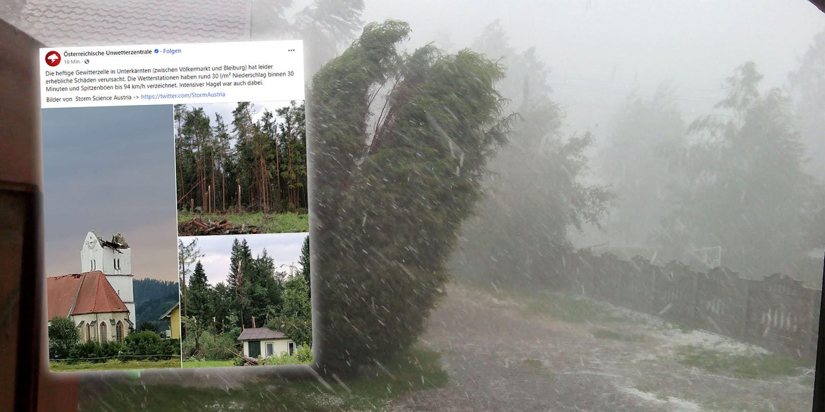Kärnten wurde am Montag von schweren Unwettern getroffen.
