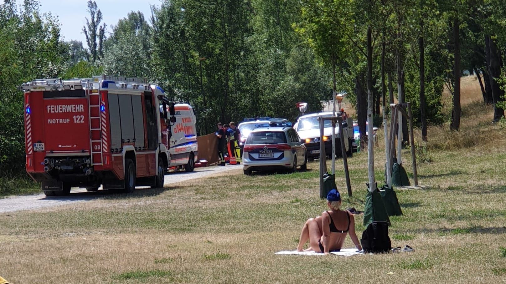 Rettungseinsatz bei Hirschstettner Badeteich