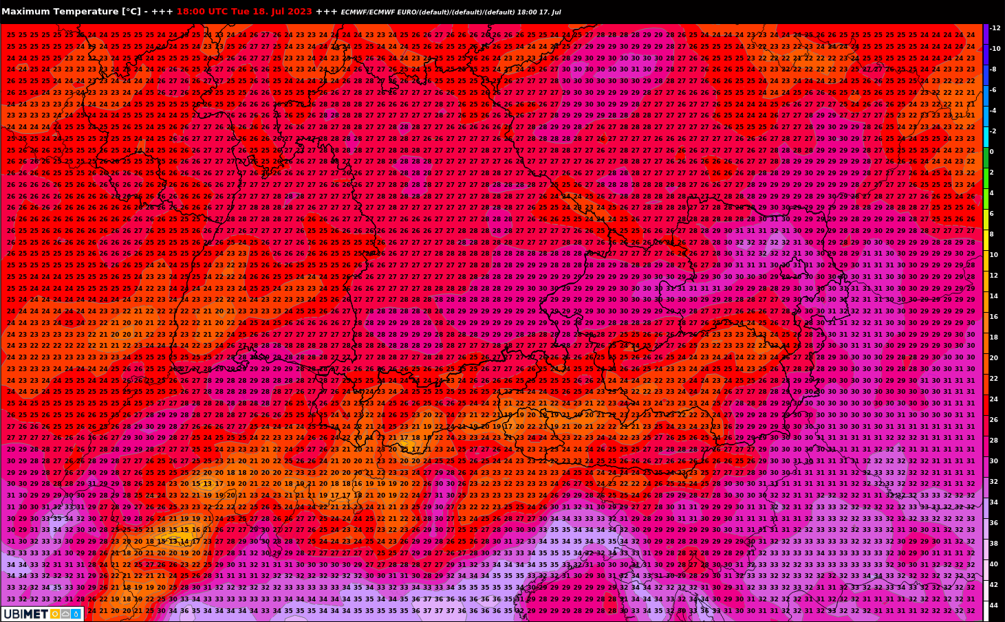Hitze-Karte für Österreich.