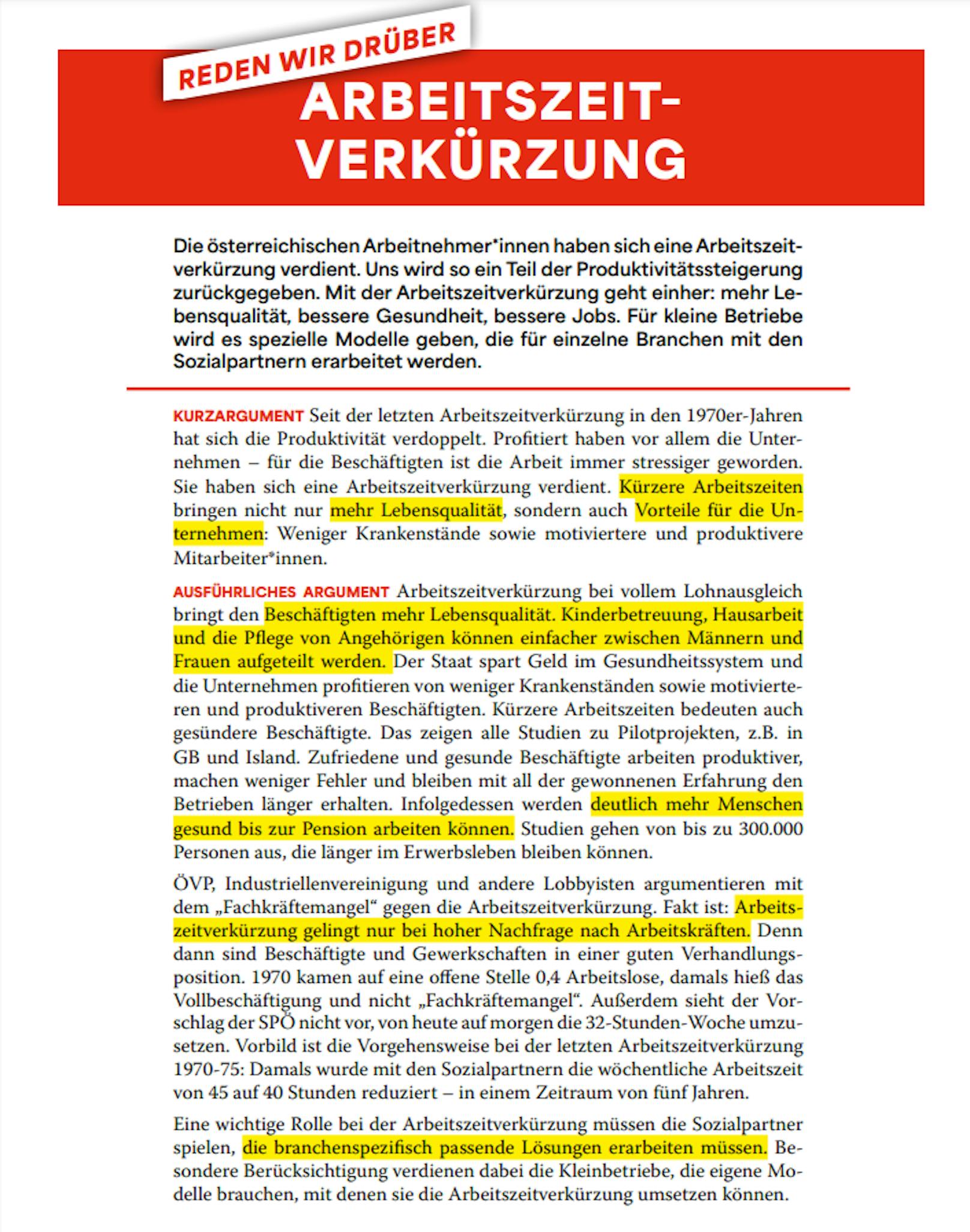 Solche Karten mit vorformulierten Meinungen verschickte die SPÖ an ihre Mitglieder – hier zum Thema Arbeitszeitverkürzung.