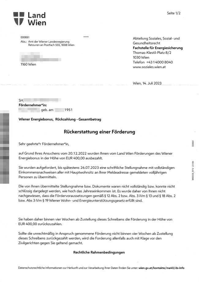 So sieht der Fake-Brief aus.