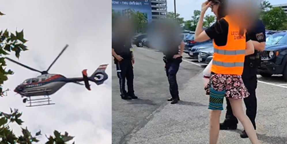 Riesiger Einsatz gegen die Klima-Kleber nahe des Flughafens Wien.