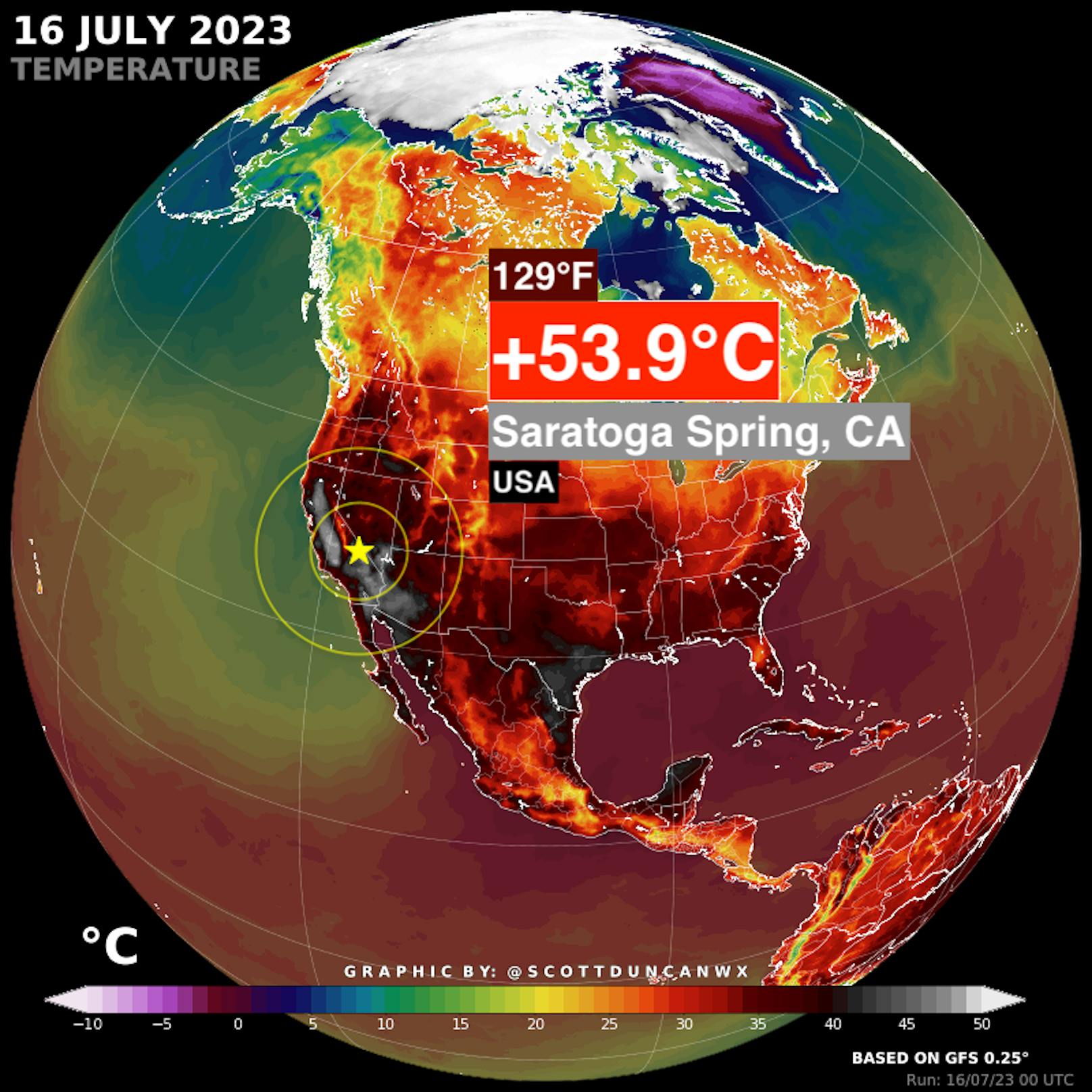 <strong>16. Juli 2023:</strong> 53,9 Grad in Saratoga Springs, Kalifornien.