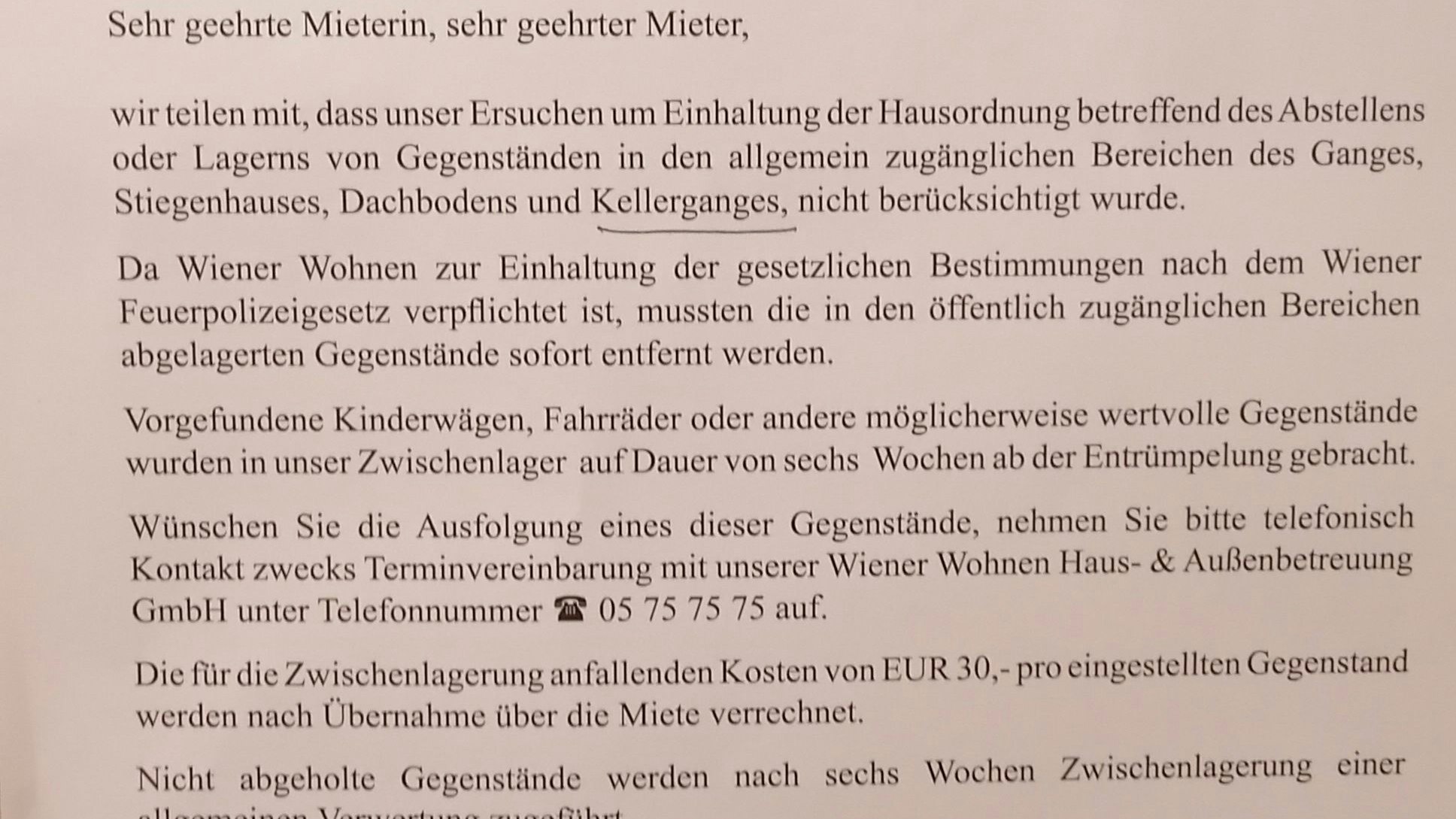 30 Euro pro Gegenstand wird Wiener Wohnen für die Mega-Entrümpelung berechnen, zahlen müssen die Mieter.