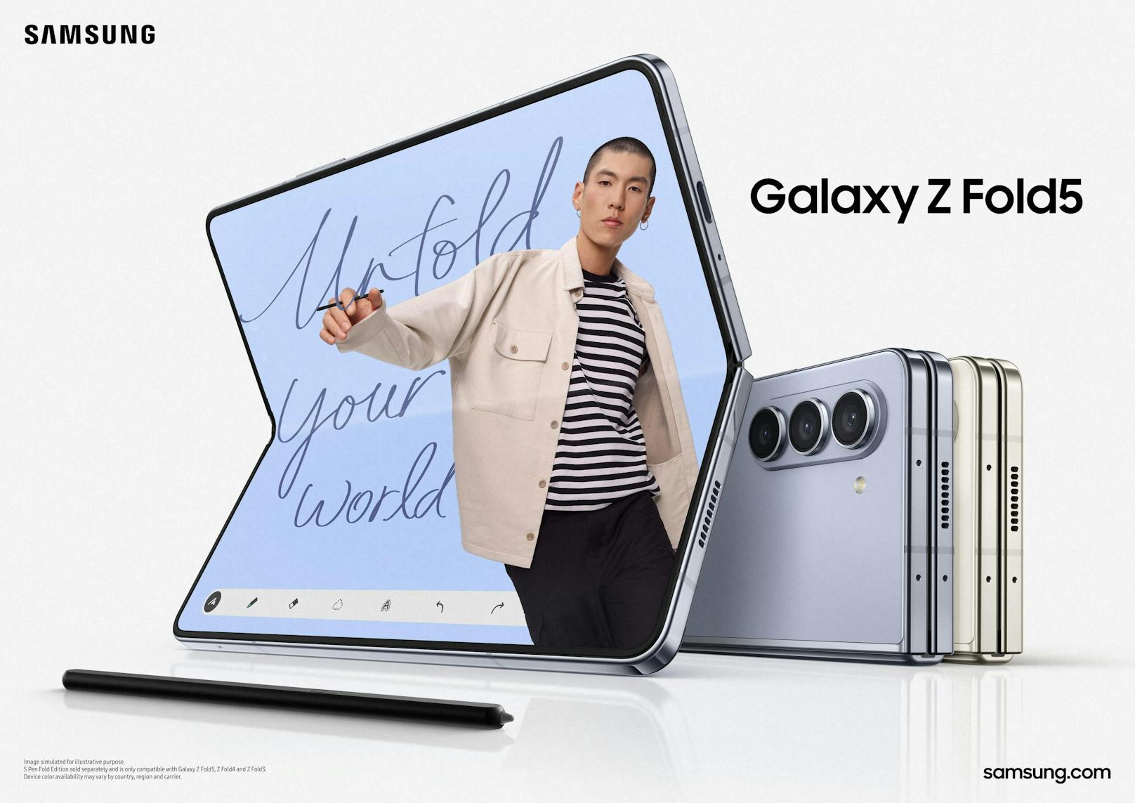 Das Samsung Galaxy Fold5 hat einen robusteren Bildschirm spendiert bekommen und schließt nun vollständig ab.