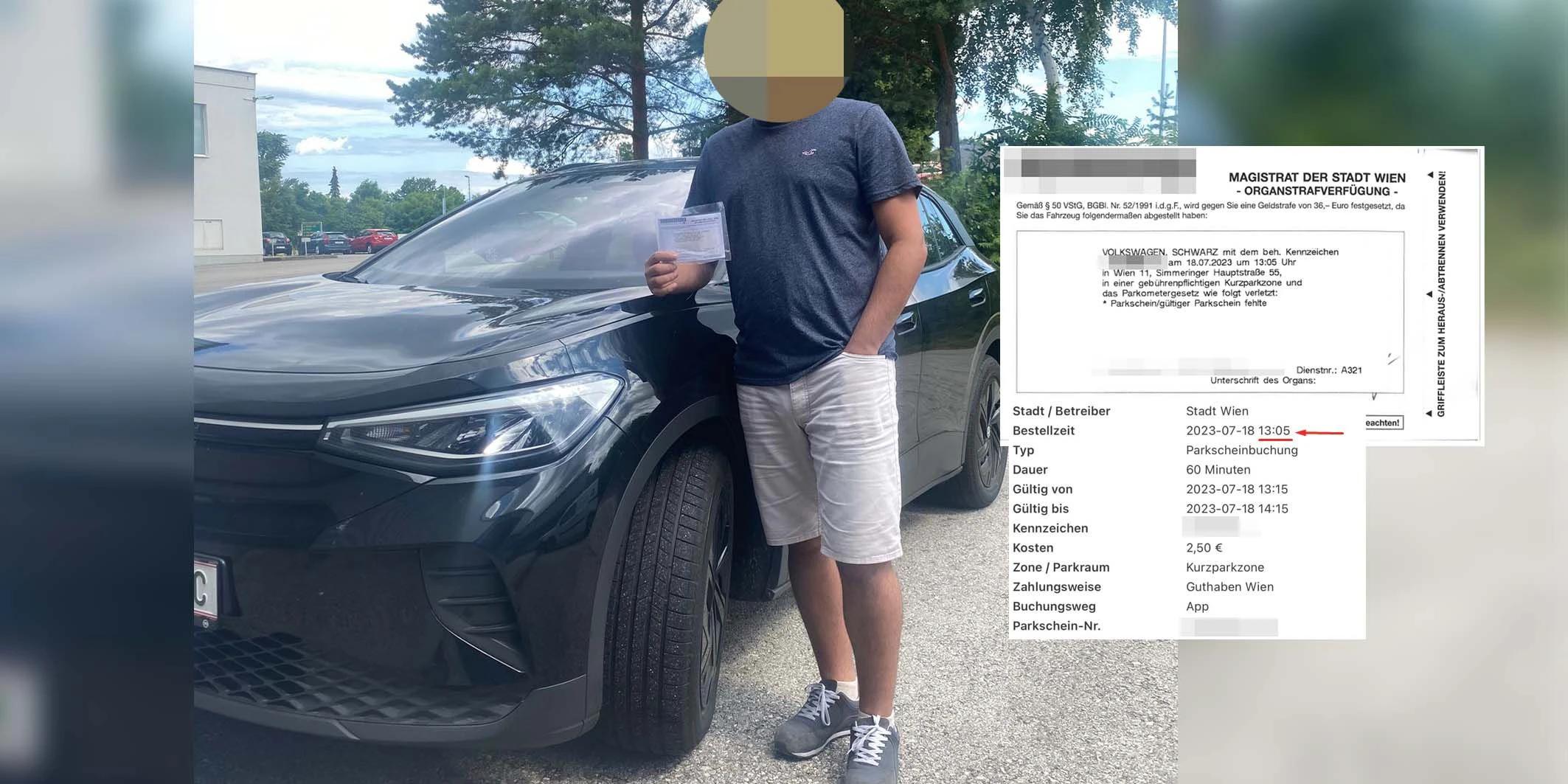 Mirko musste trotz seines gültigen Parktickets Strafe bezahlen.