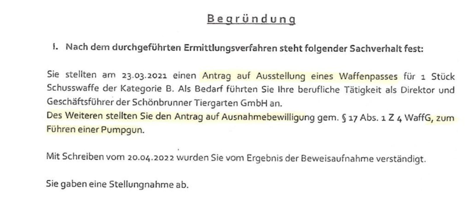 Hering-Hagenbeck stellte laut Polizei einen Antrag auf Waffenpass und Pumpgun-Bewilligung.