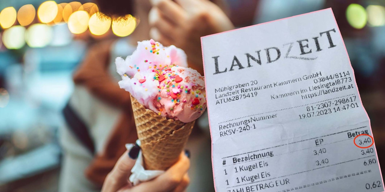 Heute.at - Eine Kugel Eis kostet an dieser Raststation 3,40 Euro