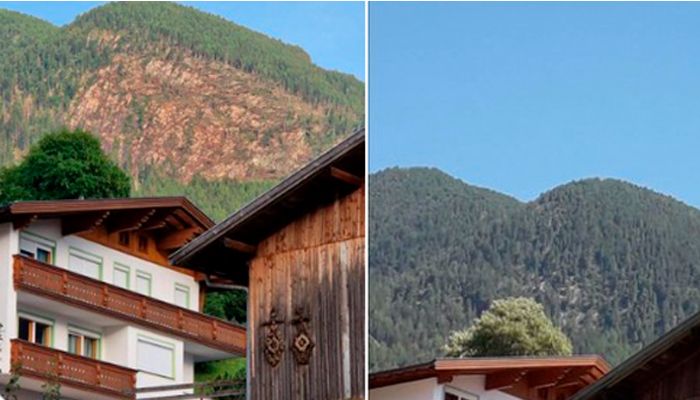 Vorher-Nacher-Szenario - so rasiert ist nun dieser Berg in Tirol.
