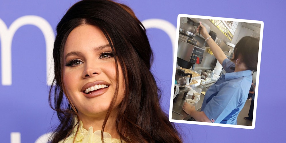 Lana Del Rey überrascht als Kellnerin in einem Waffel-Restaurant.