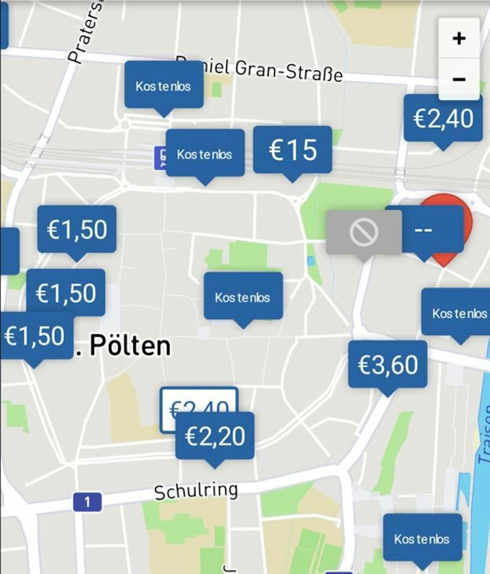 Ein Überblick über die Preise in Parkgaragen in St. Pölten.