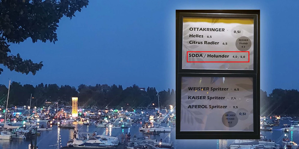 Eine Wiener Familie wurde während des Lichterfests am Samstag sehr durstig – bekam aber kein Wasser, weil sie keinen Wein dazu wollten.