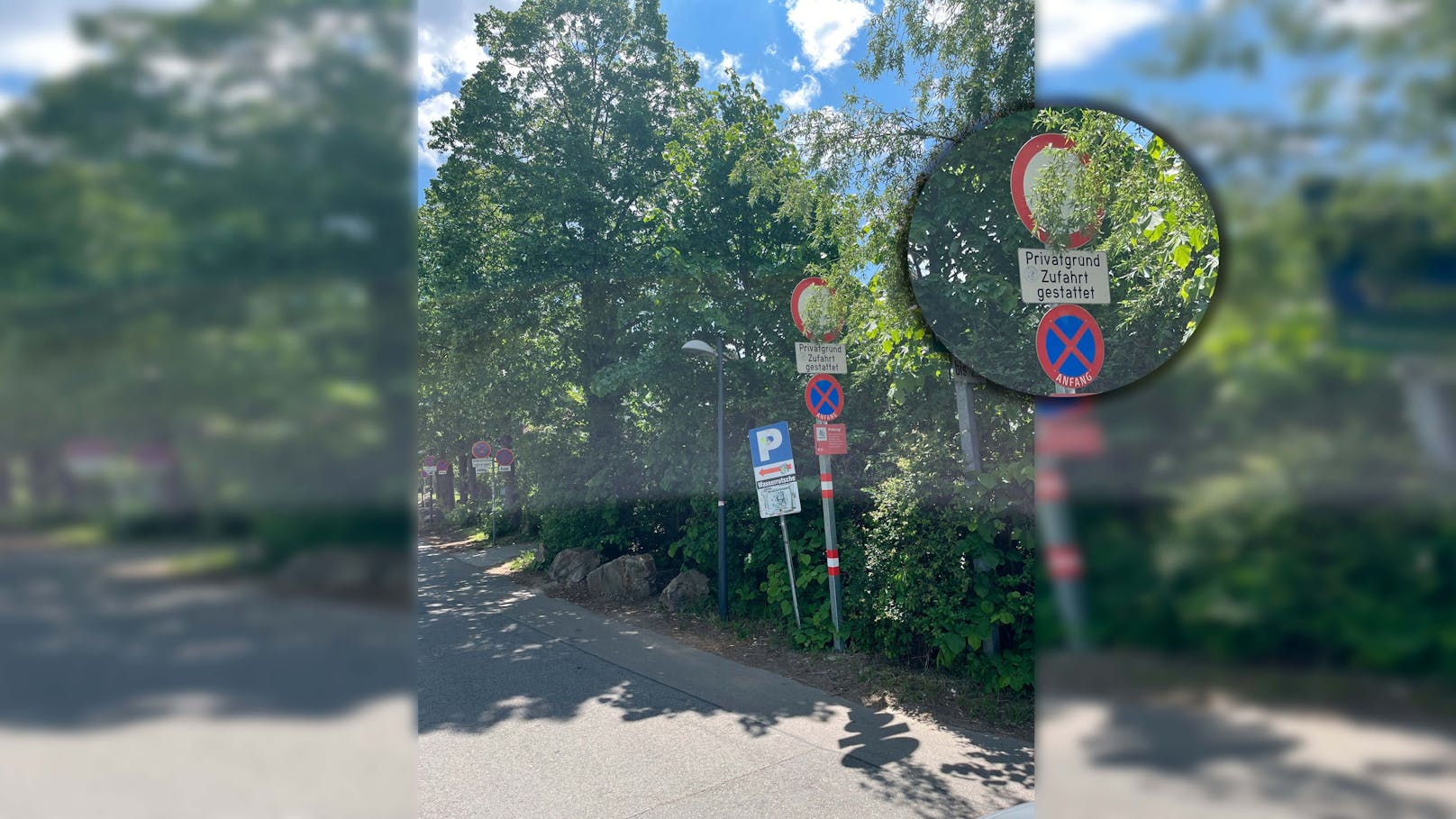 Gilt auf diesem Privatgrund die Kurzparkzone? Das fragen sich viele Autofahrer.